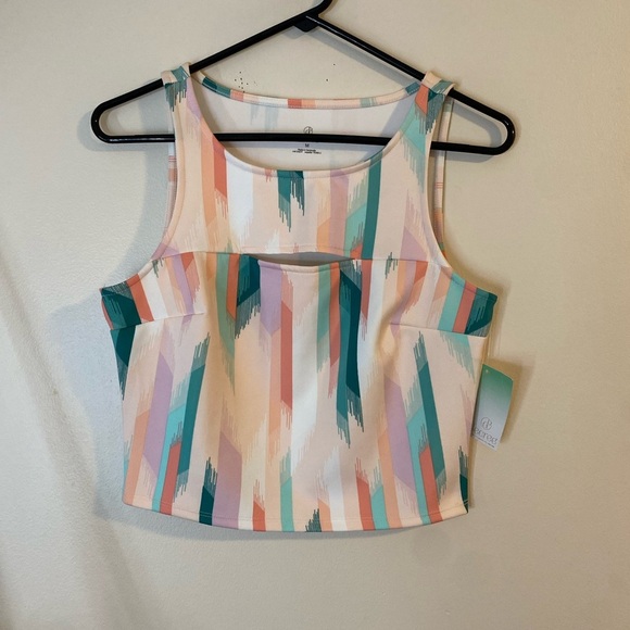 Decree Pink and Green Sleeveless Crop Tank Top Medium NWT - Picture 1 of 9